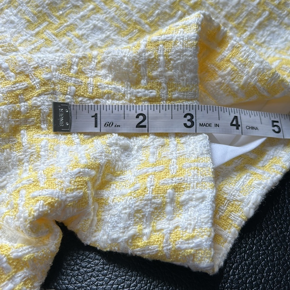 Veronica Beard Jazmin Short Tweed Pale Yellow White Wide Leg High Waist Sz 6 NEW - Picture 12 of 16